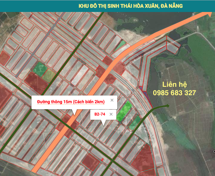2 lô cực đẹp b2-74 Nam Hòa Xuân gần trung tâm thương mại